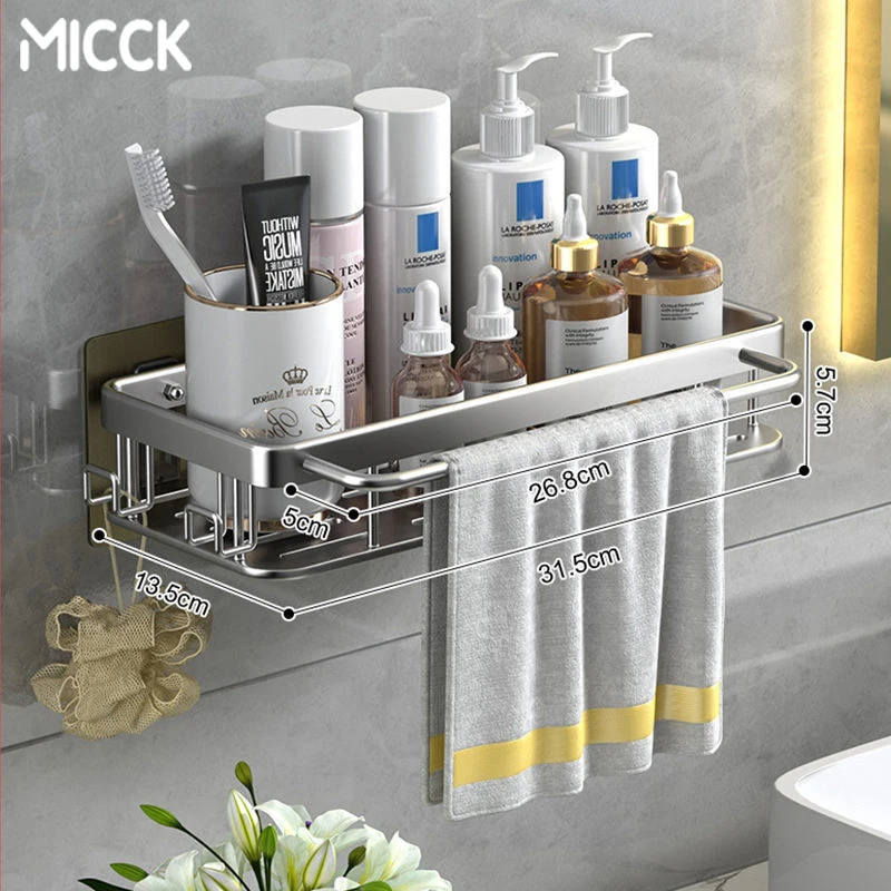 MICCKStainlessSteelBathroomStorageRackNodrillingWallShelfFor