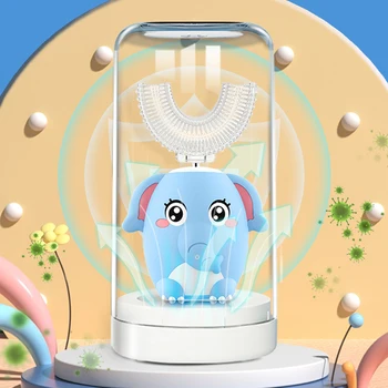 Spazzolino elettrico automatico a 360 gradi sterilizzato UV per bambini spazzolino da denti in Silicone a forma di U per bambini Timer intelligente ricaricabile 1