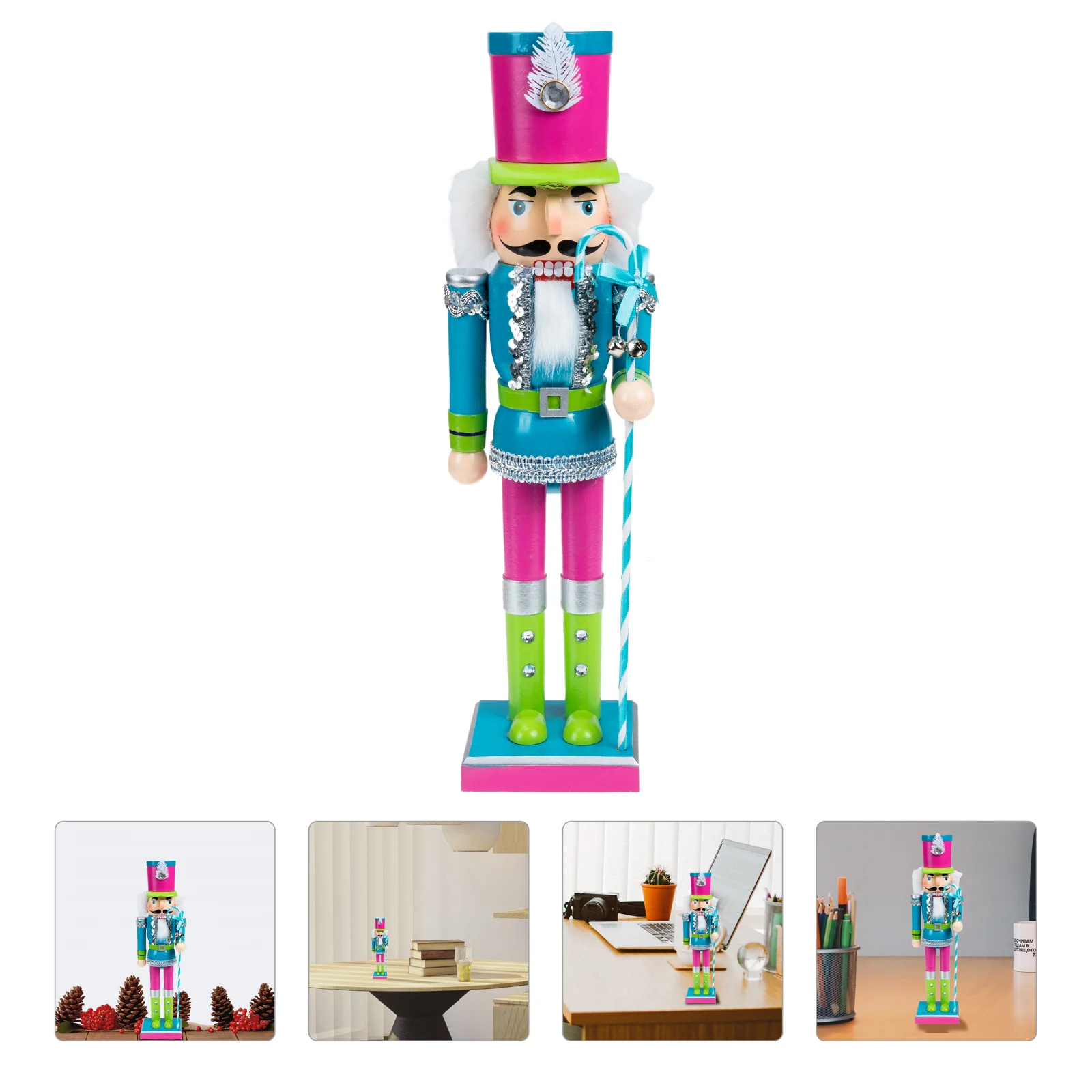 

Christmas Wooden Nutcracker Figurine Wood Nutcracker Soldier State Desktop Ornament Puppet Doll Xmas Party Layout 38x9x9cm