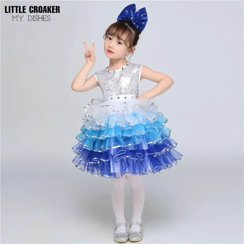 

Kids Dress For Girls Children's Costumes Sleeveless Pink Blue Short Tutu Skirt Princess Dresses For Piano Performance Party