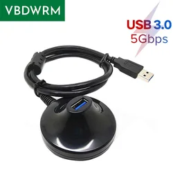 USB 3.0 Extension Cable with Base - Desktop A Male to Female Extender - 0.8m (Black)