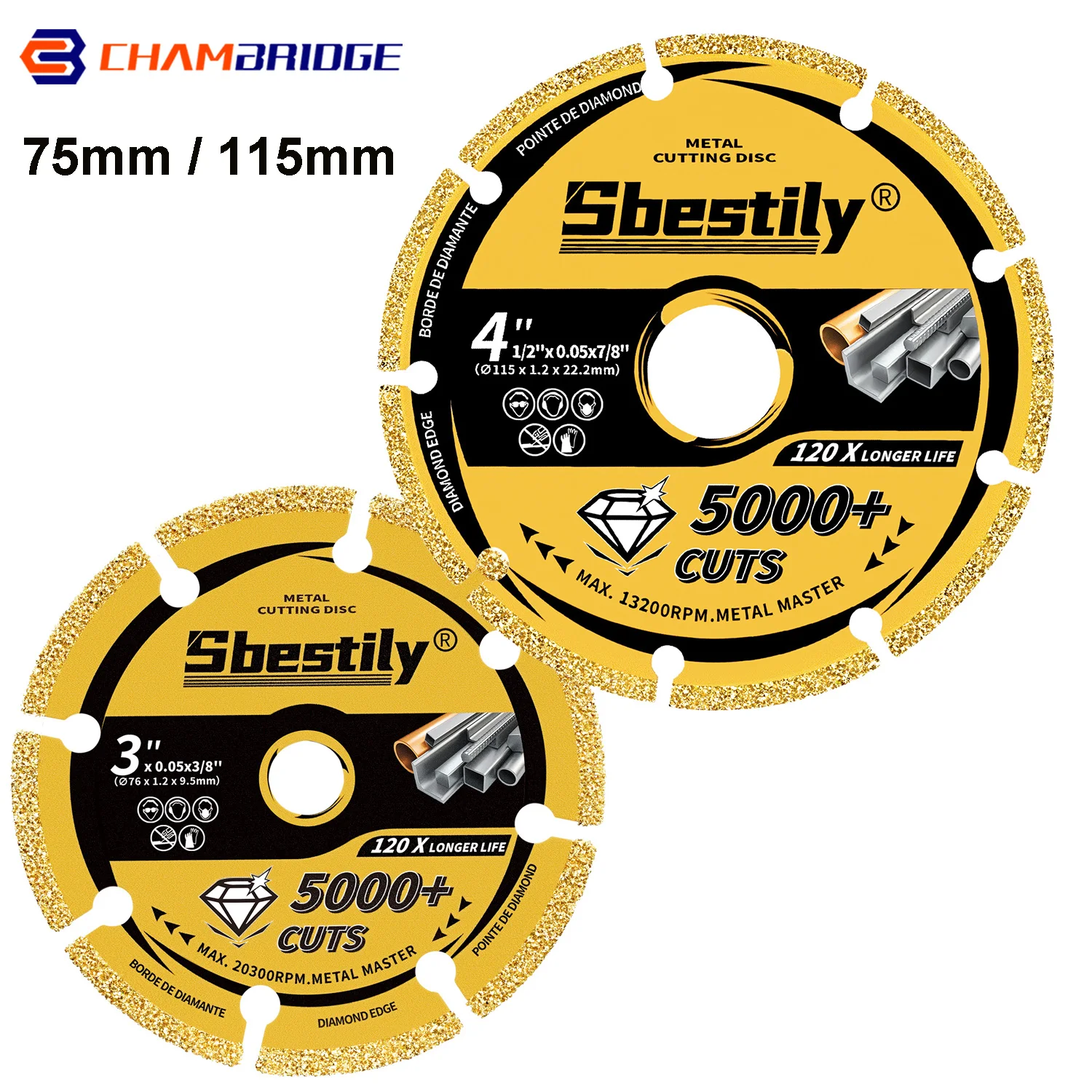 76 mm 115 mm Diamant-Trennscheibe, Mini-gelötete Trennscheibe, Winkelschleifer, Sägeblatt zum Schneiden von Bewehrungsstäben, Stahl, Eisen, Edelstahl