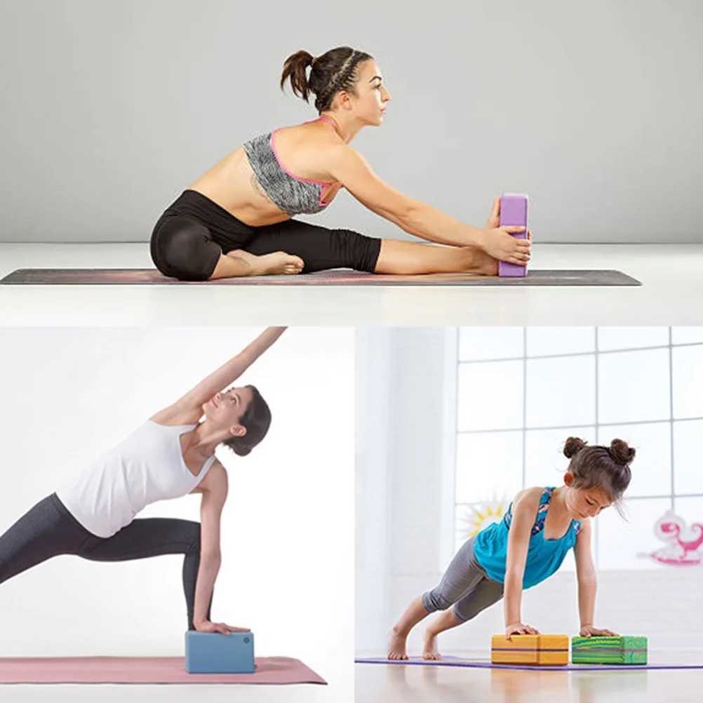 

3pcs Yoga Bricks EVA High Density Yoga Training Practice Auxiliary Tool Bricks for Woman Man Lady (Random Color)