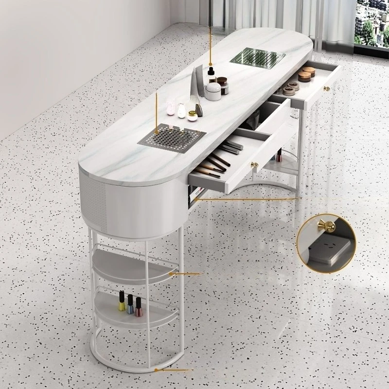 Forniture Tavolo per unghie professionale Attrezzatura per la conservazione Tavolo per unghie per reception di lusso Mobili per manicure Mesa regolabili nordici - immagine 2