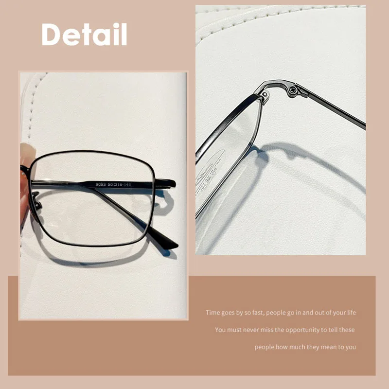 Retro Square Metal Frame Glasses with Anti-Blue Light Resin Lens - Stylish and Durable Unisex Eyewear