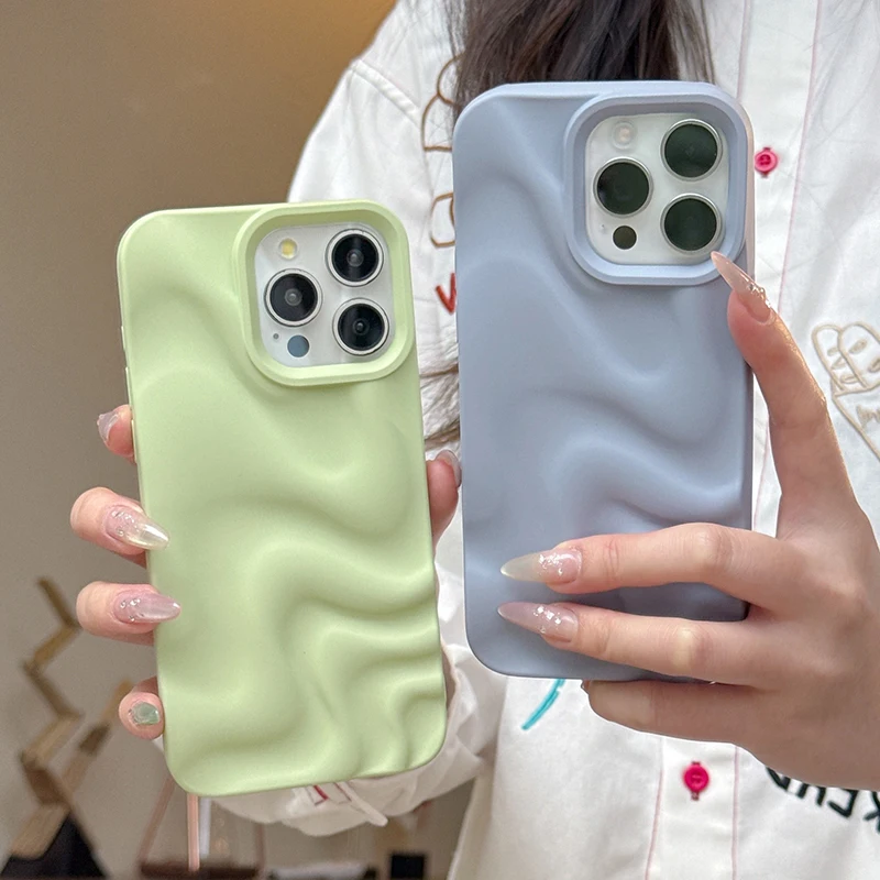 Mint Green Violet Fold Pattern TPU Phone Case - Soft Silicone Back Cover
