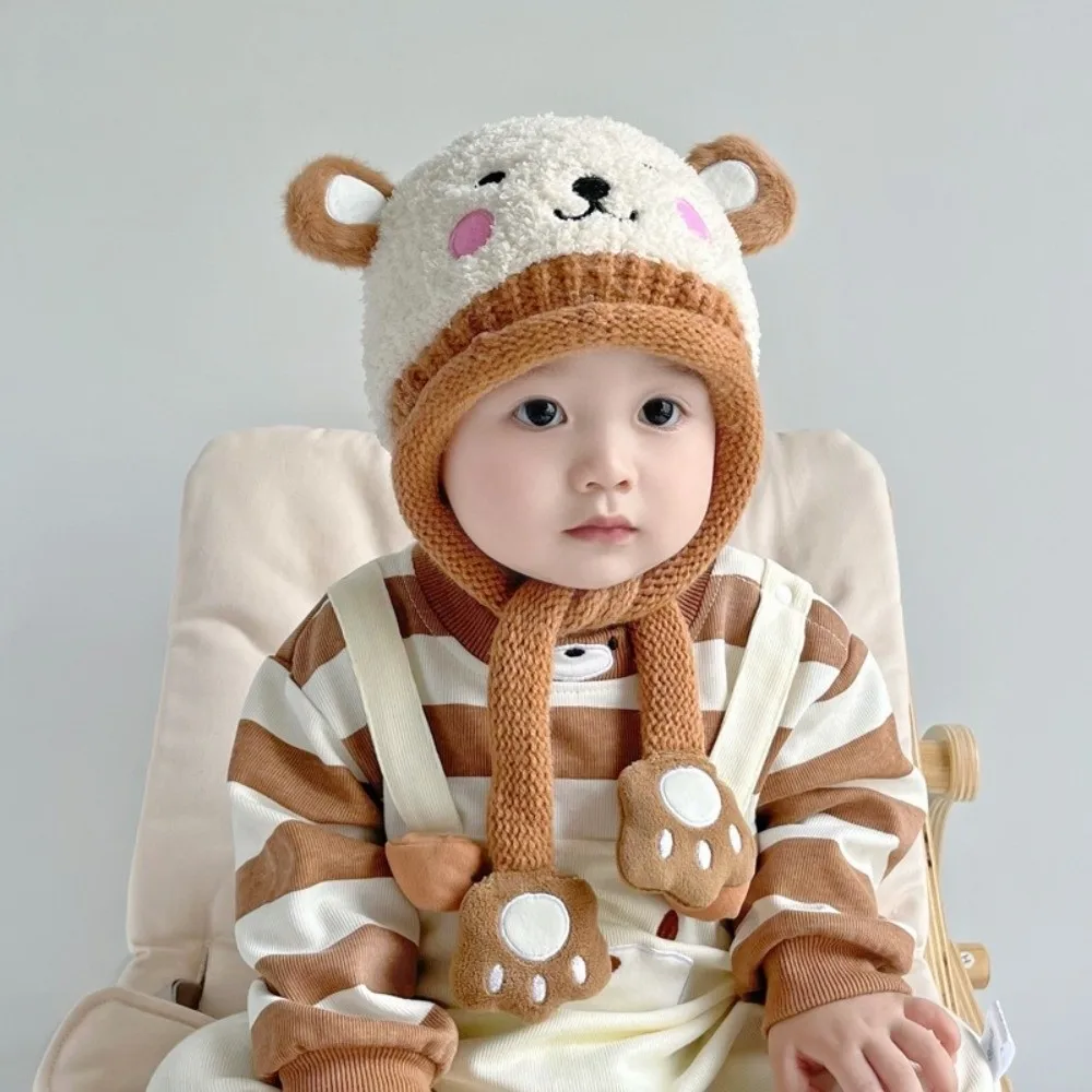 Fashion Cartoon Baby Plush Hat Pig Bear Knitted Hat Windproof Keep Warm Ear Protection Hat Outdoor