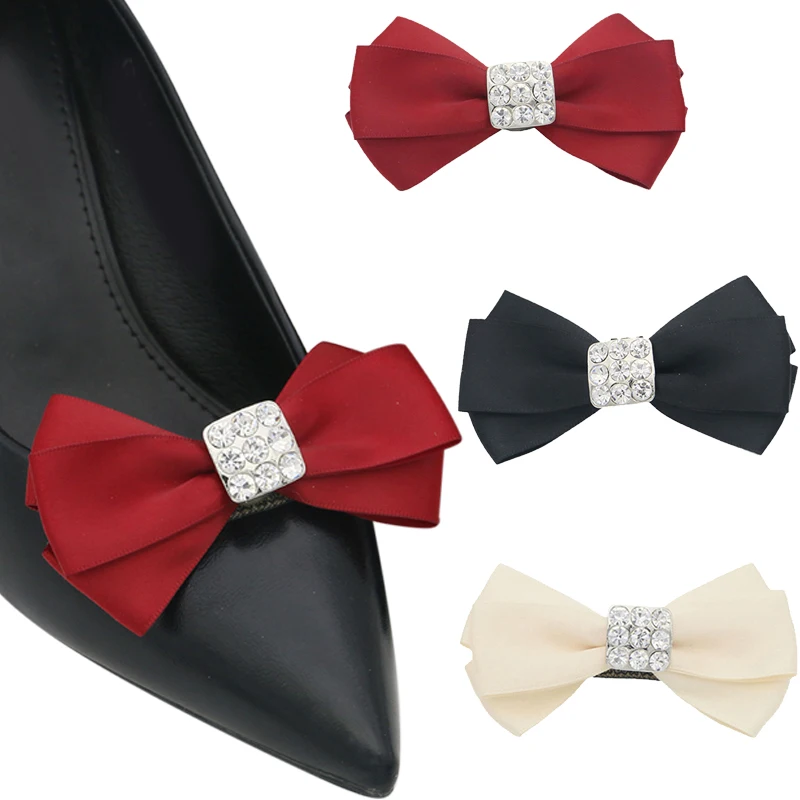 

2 Pcs Fashion Bow Shoe Clips Square Rhinestone Shoe Embellishment Miss Pumps Decoration Shoes Accessories for Wedding Party DIY