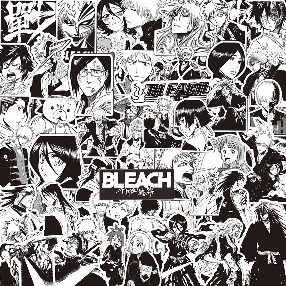 10/30/75pcs Cool Anime BLEACH Cartoon Stickers Black White Decals Kid Toy DIY Suitcase Luggage Scrapbook Kurosaki Ichigo Sticker 1