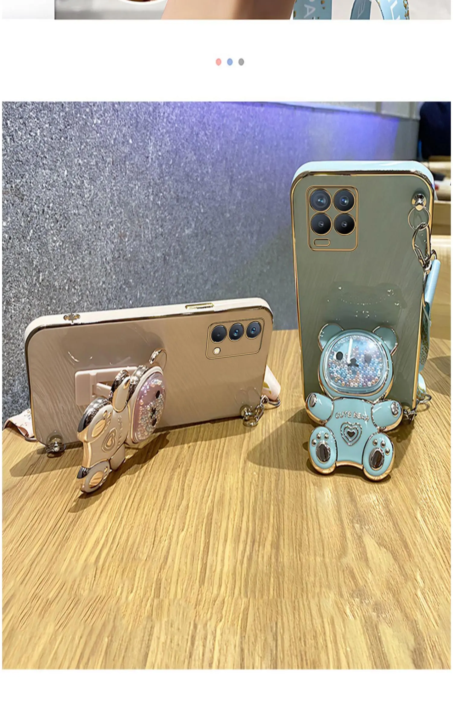 Quicksand – coque de téléphone avec support d'ours, étui avec lanière pour Oppo Realme 8 Pro 5i 6i 8i 9 10, housse de support C20 C11 C21Y C25Y C30 C33_voghion.com