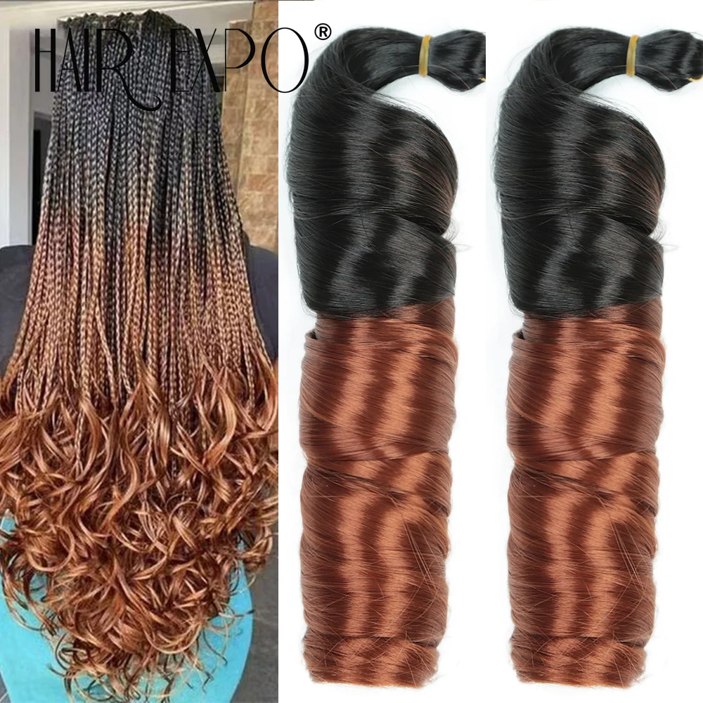 French Curls Braiding Hair Extensions Synthetic Hair Loose Wave Spiral Curl Braids Hair Ombre Pre Stretched Hair For Women 1