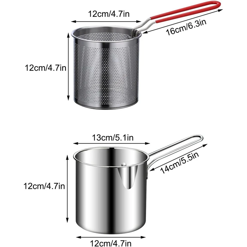 Frying Pot Deep Fryer Pot With Basket Stainless Steel Deep Fryer For Frying Fish Shrimp Chicken And Fries Deep Fryer