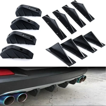 4 pz Auto Universale Triangolare Spoiler Posteriore Nero Anti-collisione Paraurti Posteriore Diffusore Automotive Telaio Spoiler Accessori Auto