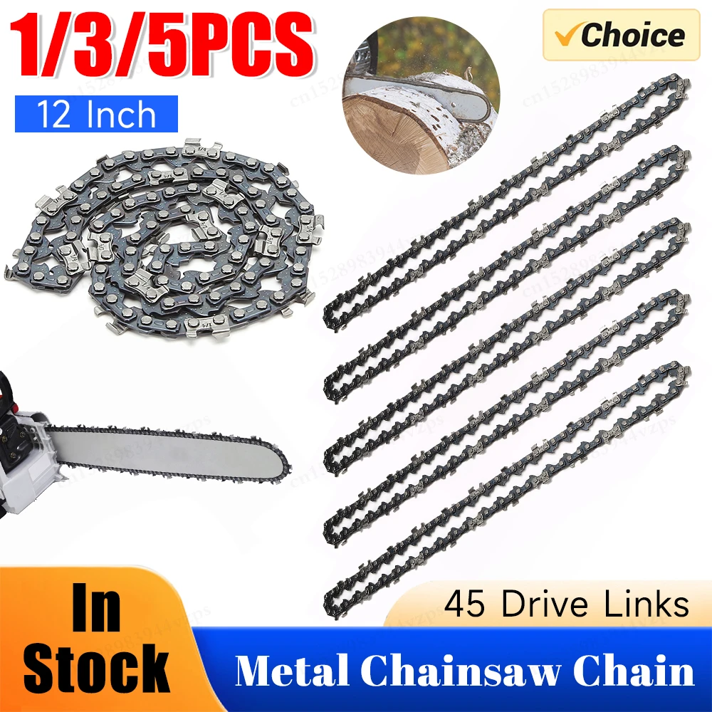 1-5PC 12 Inch Chainsaw Chains 45 Drive Links Saw Chains 3/8inch Pitch Electric Saw Blade Garden Tool Parts Chainsaw Accessories
