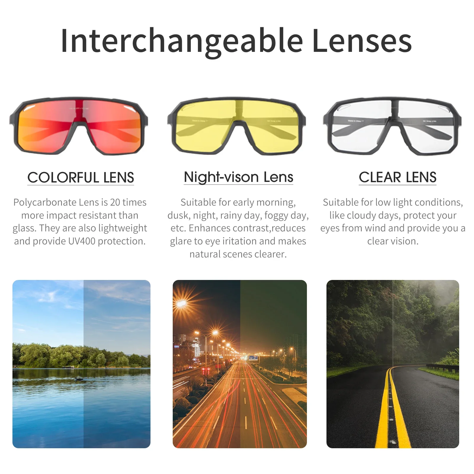 Kapvoe Cycling Glasses for Men Women Outdoor Sports Bicycle Sunglasses UV400 MTB Cycling Sunglasses Road Speed Bicycle Glasses