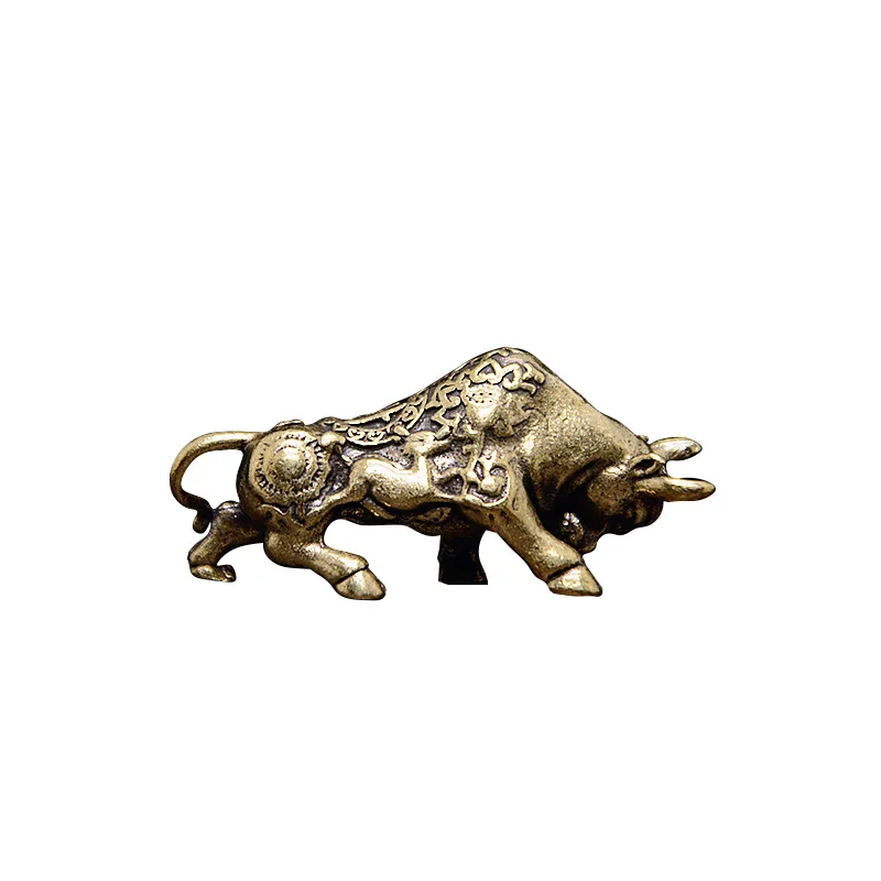 Retro Brass Bull Ornament Sculpture Copper Miniature Ornaments Home Desk Decoration