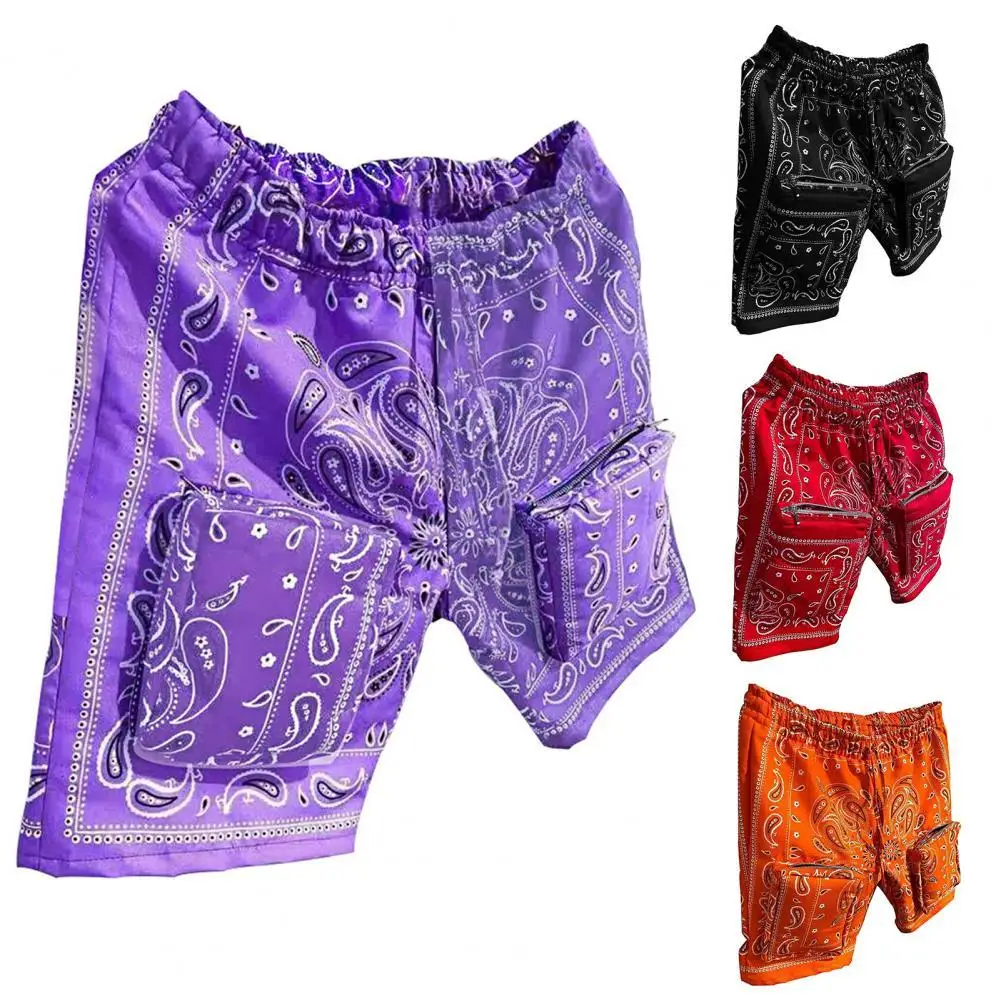 

Short Pants Men Summer Shorts Summer Comfortable Casual Cashew Flower Drawstring Shorts