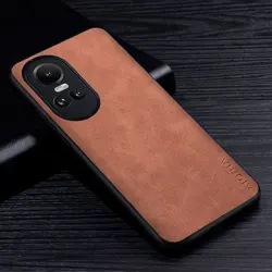 Premium Scratch-Resistant PU Leather Case - Solid Color Cover for Reno10 Pro (Brown)