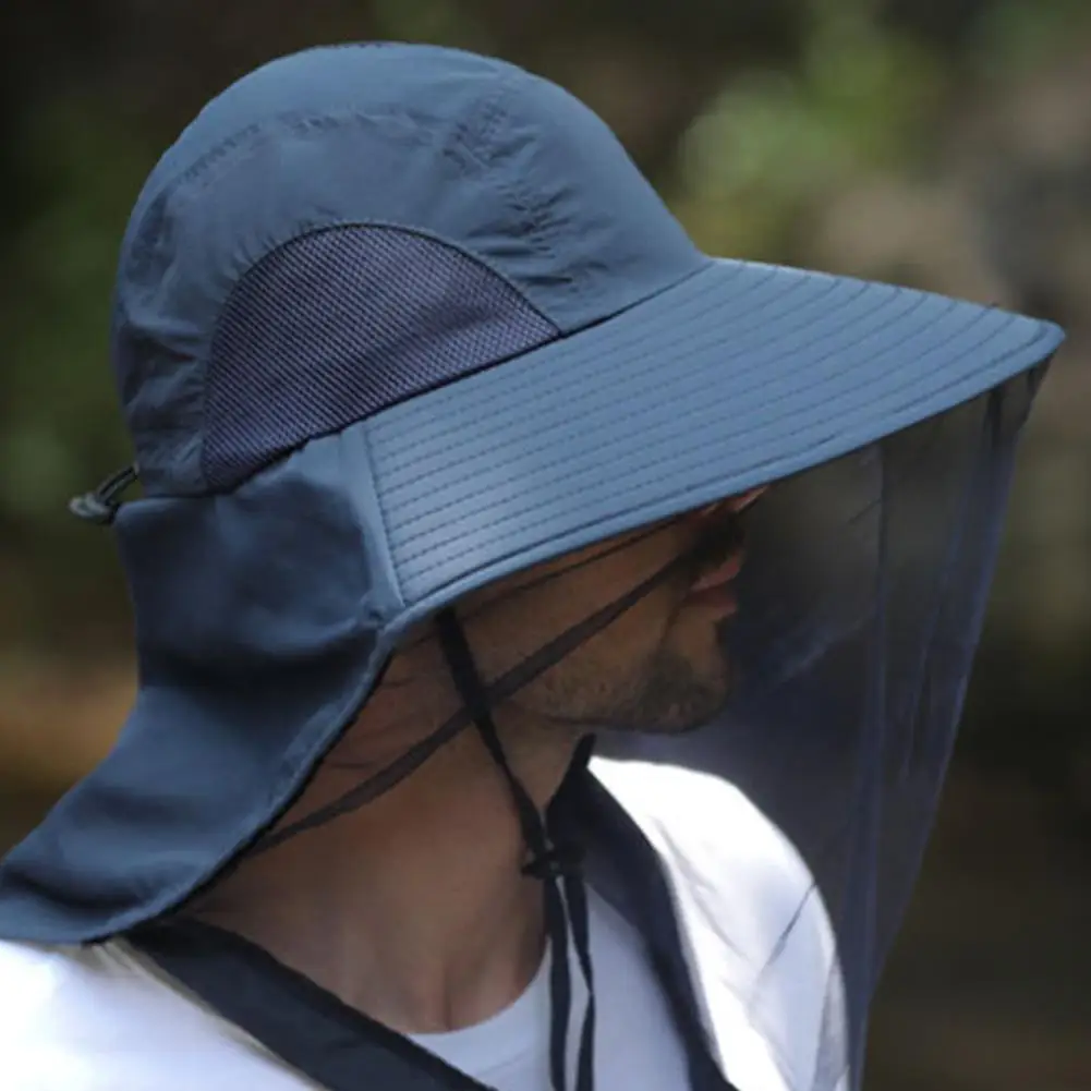 Summer Insect Proof Cap Mosquito Hat Unisex Face Neck Protection Bucket Hat Outdoor Fishing Jungle Farm Fishing Sun