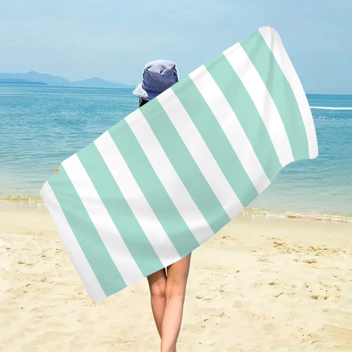 Colorful Striped Beach Towel Quick Drying Absorbent Bath Towel_voghion.com