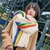 Women's Rainbow Scarf Winter Cashmere Shawl Thickened Warm Knitted Line Scarf Long Fashion Bufandas Shawl Pashmina for Femme 6