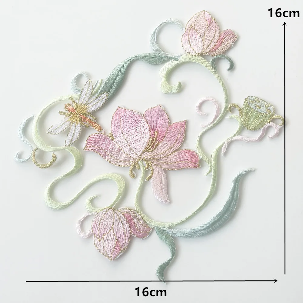 자수 꽃 아플리케 패브릭 칼라 웨딩 드레스 청바지 DIY 의류 장식 공예용 아이언 온 패치