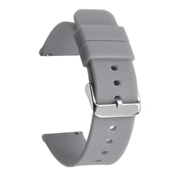 Universal Waterproof Silicone Sport Strap - Quick Release Soft Watch Band - 22mm (Grey Silver)