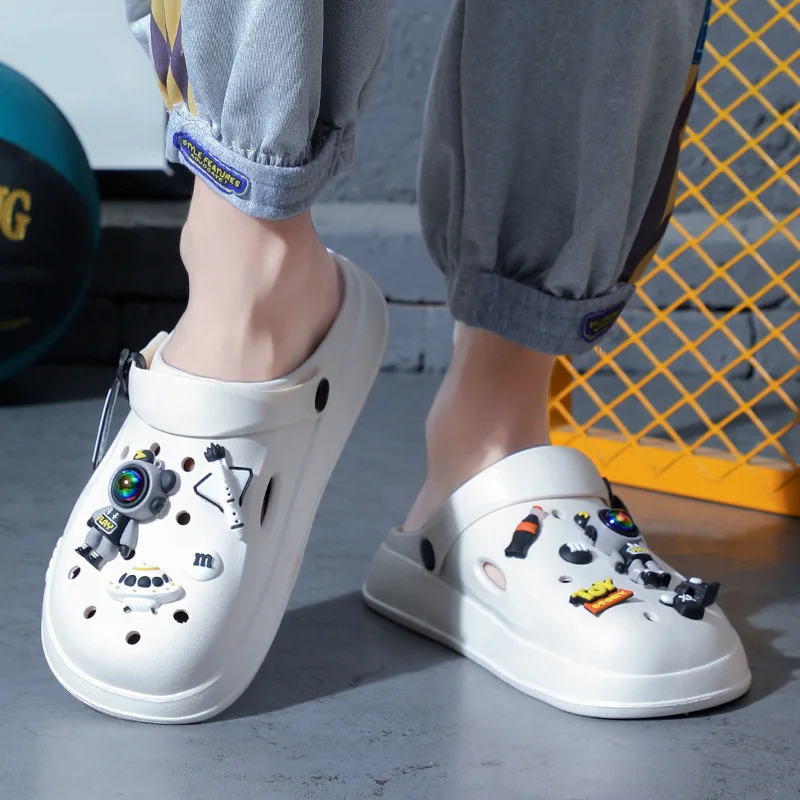 Hole shoes men's summer beach shoes non-slip, lightweight, thick-soled, externally worn sports bag head slippers men