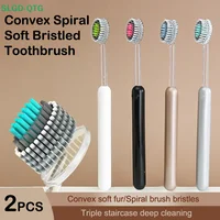 Lot de 2 brosses à dents ultra-fines à poils souples et durs pour un nettoyage en profondeur des dents des adultes et un blanchiment des dents. 1
