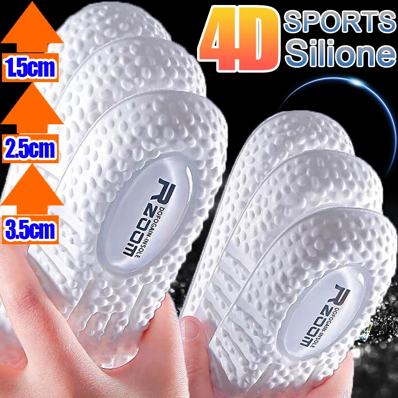 

4D Height Increase Insoles Women Men Memory Foam Sports Running Shoe Pads Flat Arch Support Cushions Heel Lift Feet Inserts