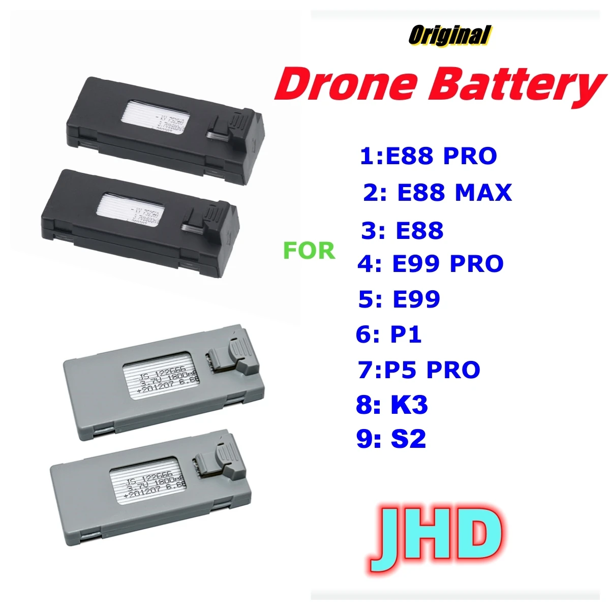 JHD Drone Battery For E88 PRO/E88 MAX/P5 PRO/P1/ K3/S2 Drone Battery E99 PRO Battery Drone Spare Part