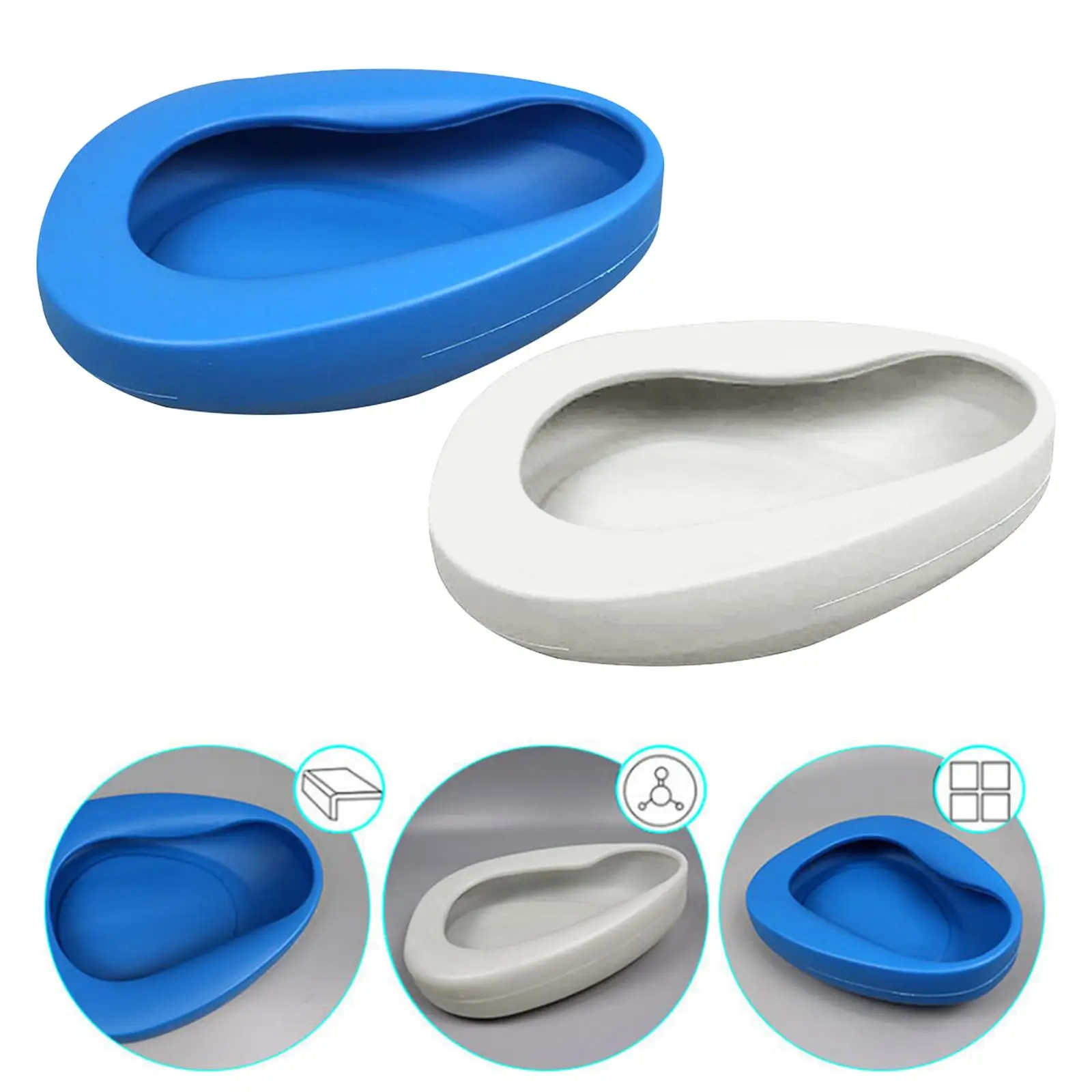 Portable Bedpan Heavy Duty Reusable Lightweight Durable Thicken Plastic Stable Bed Pan for Bedridden Patient Elderly Women Men 5