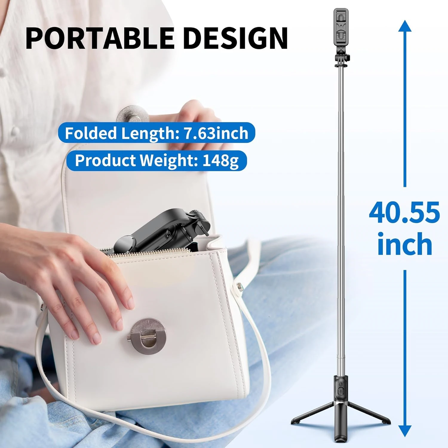 Selfieshow Q02 Tripod Selfie Stick Wireless Bluetooth Foldable