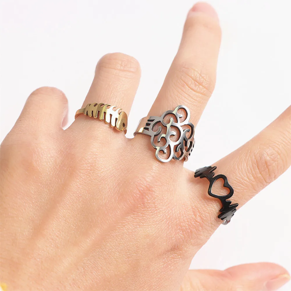 10/20Pcs/Lot Fashion Classic Charm Multicolor Simple Stainless Steel Rings For Women Wedding Love Mix Style Jewelry Party Gifts 6