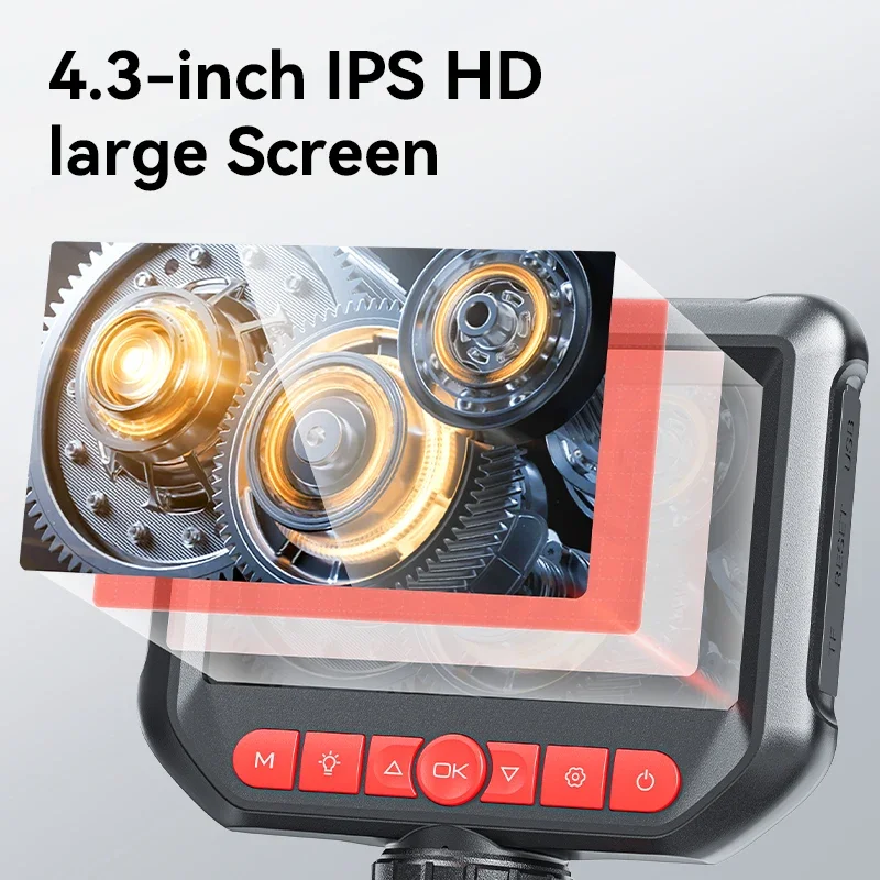 4.3-inch Bi-Directional Borescope 8.0mm Camera HD 1080P with LED Illumination for Automotive Repair Plumbing Inspection