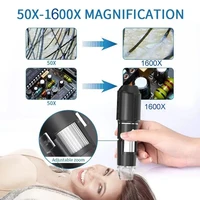 GUANMOU Microscope numérique Wifi grossissement 1600X Microscope portatif avec Support réglable pour enfants cadeaux Support IOS Android 4