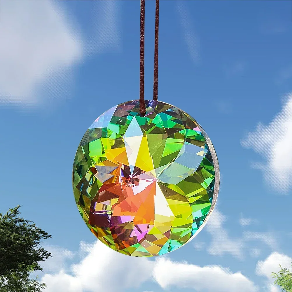 45mm Mandala Rainbow Crystal Suncatcher Glass Prism Faceted for Window Hanging Chandelier Parts Pendant Decoration Accessories