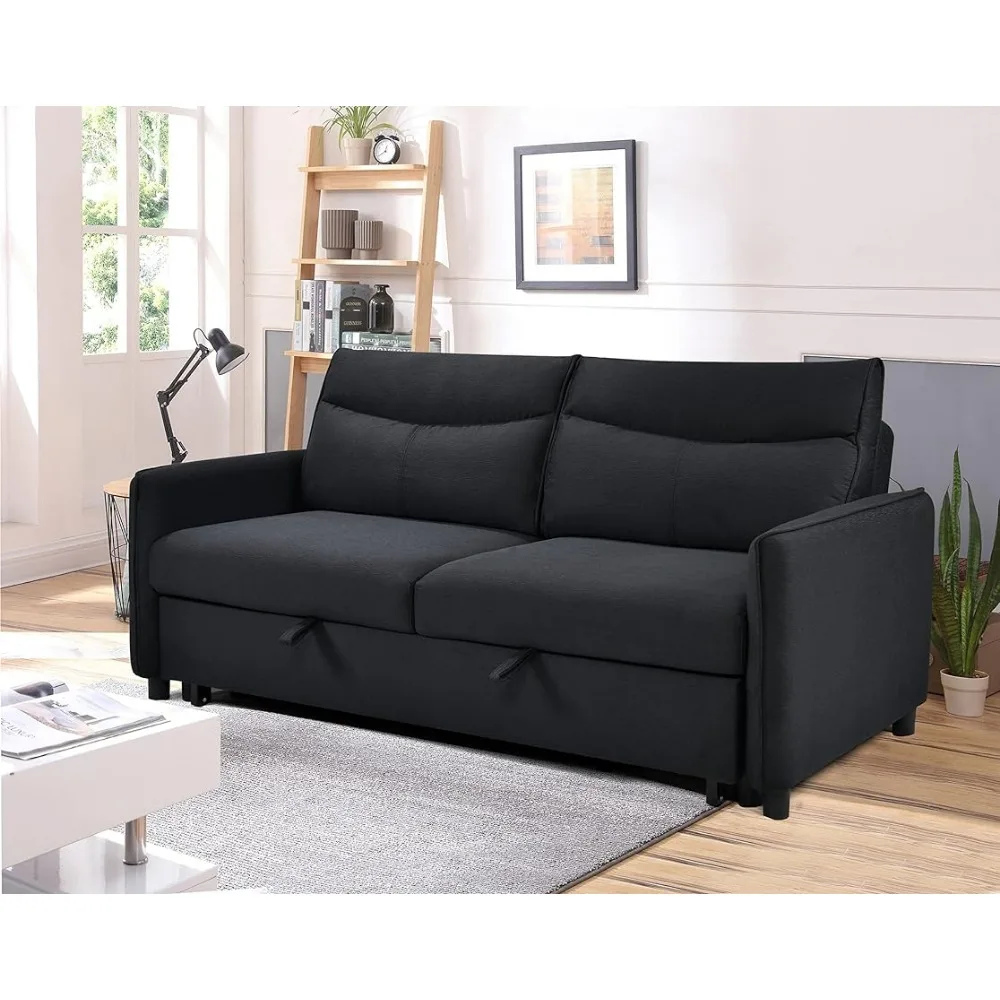

2023 New 3-in-1 Tufted Futon Loveseat Convertible Sleeper Bed W/Pull Out Sleep Daybed, Functional Reclining Backrest
