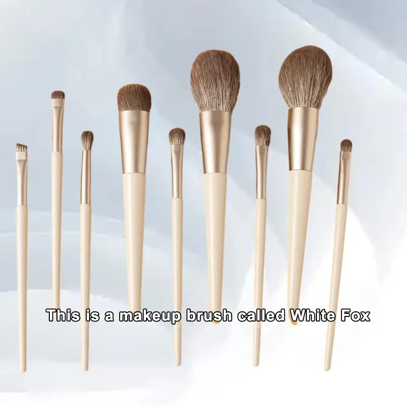 

Ultimate White Fox Makeup Brush Set - 9 PCS Full Set with Solid Wood Brush Handle for Flawless Beauty