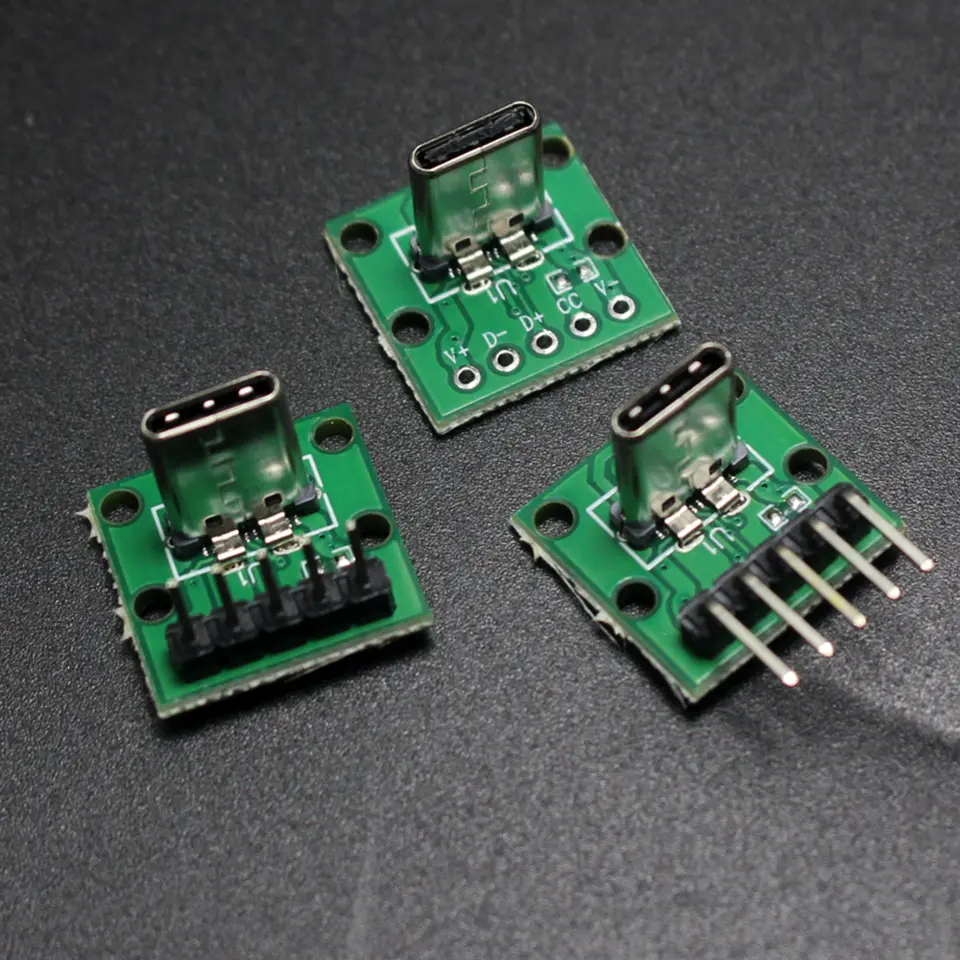 2/5Pcs USB-C Male Female Socket Breakout Board, 5Pin Adapter Module for DIY Projects, Charging and Data Transfer Applications image 2