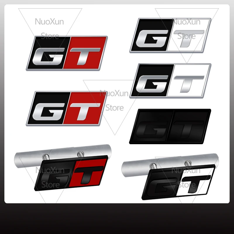 1X Gt Car Grille Badge Sticker Per Hyundai Toyota Peugeot Nissan Mitsubishi Subaru Ford Logo Metal Trunk Emblem Accessori