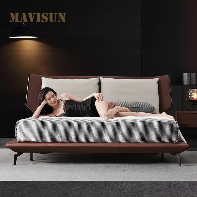 Italian Bed Modern Double Soft And Comfortable Simple High-End Designer Minimalist 2m Size Bed Master Bedroom Nordic Luxury