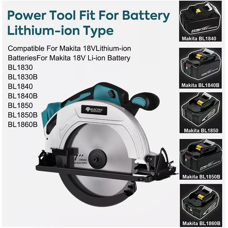 5000R/MIN 0-45 Degree Cordless Circular Saw Professional Woodworking Saw Brushless Motor Suitable Fit 18V Makita Battery 6