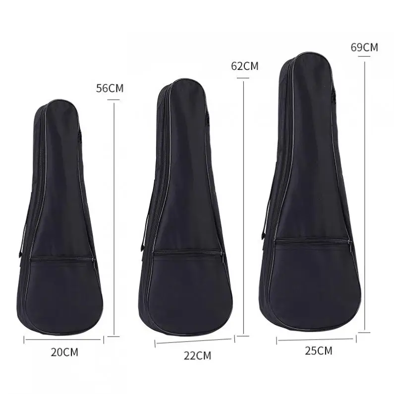 21 23 26 Inch Ukulele Gig Bag Case Black Portable Cotton Soft Ukelele Concert Bag Waterproof Single Shoulder Belt Backpack
