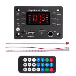 Bluetooth 5.0 MP3 Music Decoder & Hands-Free Car Audio System with FM Radio and USB/TF Connectivity (DC 5V 12V)