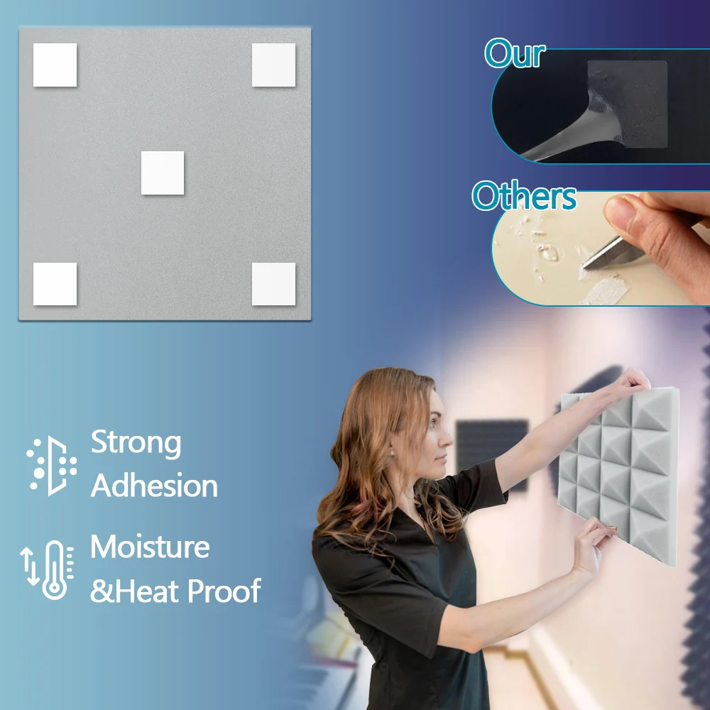 Sound Absorbing Wall Panel 6/12/24Pcs Acoustic Foam Self Adhesives Decor Studio Echo Canceling Treatment For Game Room Cinema soundproof foam