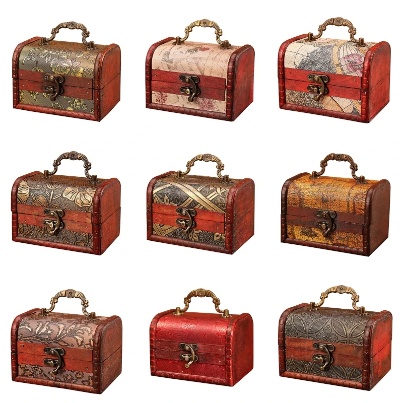 

Большой винтажный металлический замок, брелок для хранения ювелирных изделий, декоративный деревянный органайзер ручной работы