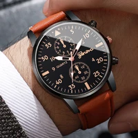 2/4/6pcs/set Men's Watch Combination Set Trendy Casual Business Style Men's Temperament Leather Watch Sport Style Watch No Box 2