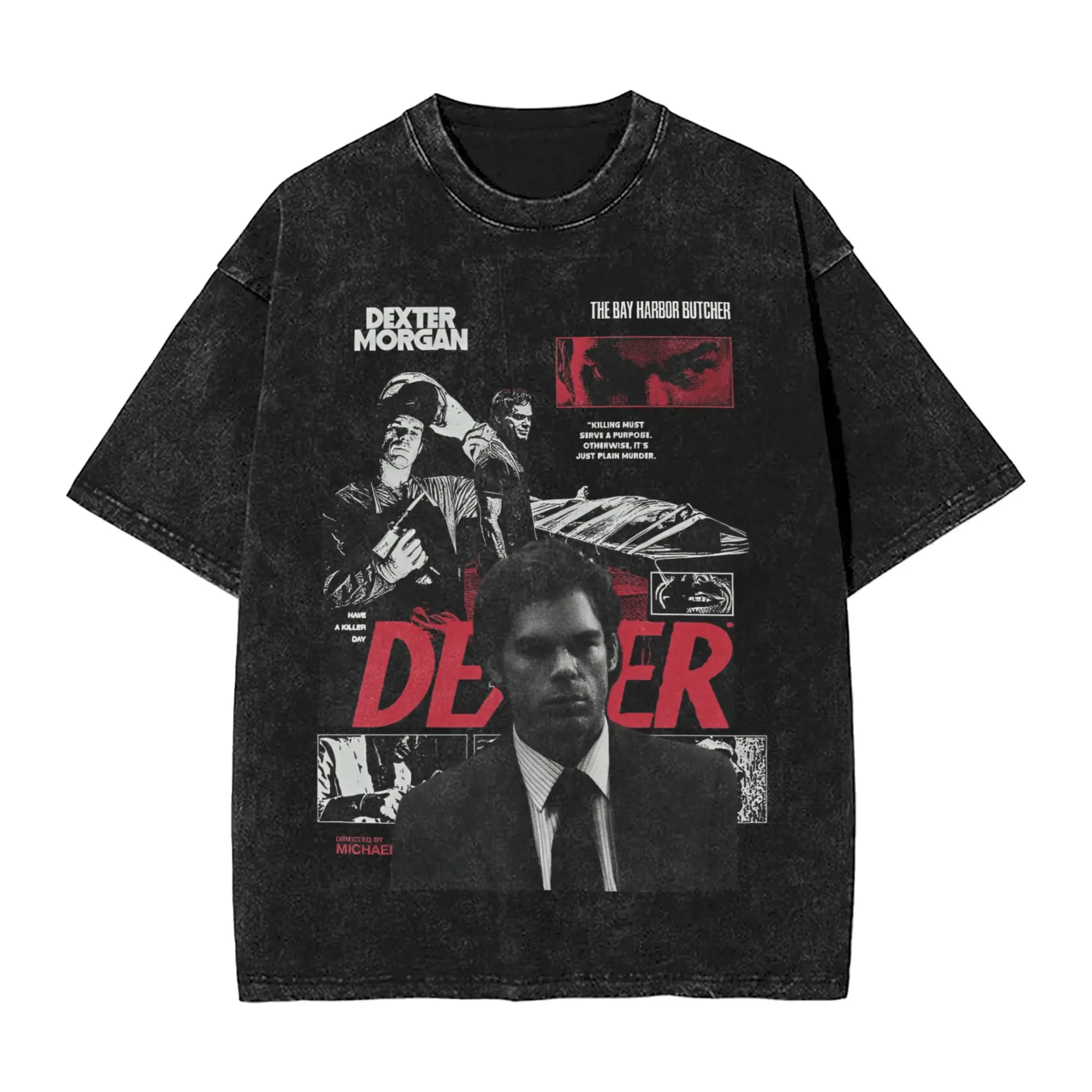 Dexter Morgan T-Shirt Charakter Hippie T-Shirts Kurzarm Vintage Tops Strand Baumwolle O Neck Oversize Top T-Shirts