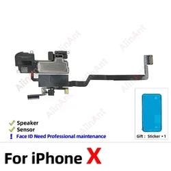 High - Quality Phone Top Proximity Sensor and Earpiece Speaker Flex Cable with Sticker, 100% OEM (For iPhone X)